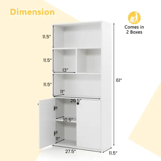 5-tier Freestanding Bookcase With Open Cubes And Adjustable Shelf-white {5}