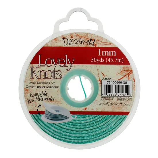 John Bead Lovely Knots 1mm Asian Knotting Cord with Bobbin, 50yds Turquoise {4}