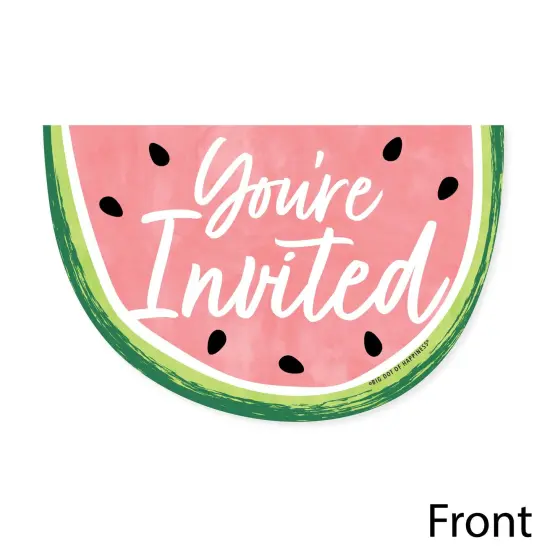 Big Dot of Happiness Sweet Watermelon - Shaped Fill-In Invitations - Fruit Party Invitation Cards with Envelopes - Set of 12 {4}