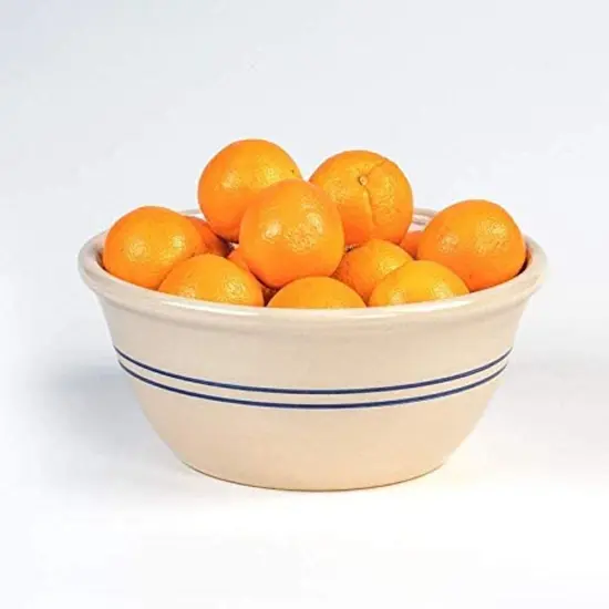 Martinez Pottery 12" Heritage Blue Stripe Stoneware Mixing Bowl {3}