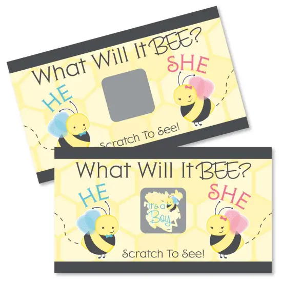 Big Dot of Happiness Boy Bee Gender Reveal - What Will It Bee Gender Reveal Scratch Off Cards - Baby Shower Game - 22 Count {1}