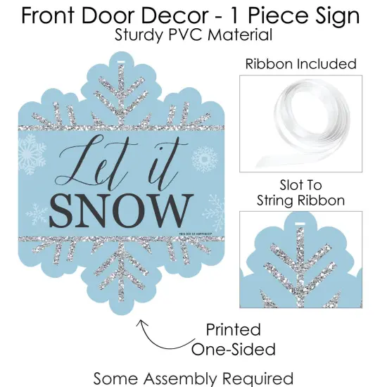 Big Dot of Happiness Winter Wonderland - Hanging Porch Snowflake Holiday Party & Winter Wedding Outdoor Decorations - Front Door Decor - 1 Piece Sign {6}