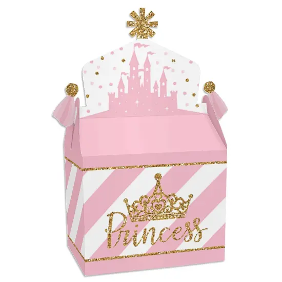 Big Dot of Happiness Little Princess Crown - Treat Box Party Favors - Pink and Gold Baby Shower or Birthday Party Goodie Gable Boxes - Set of 12 {1}