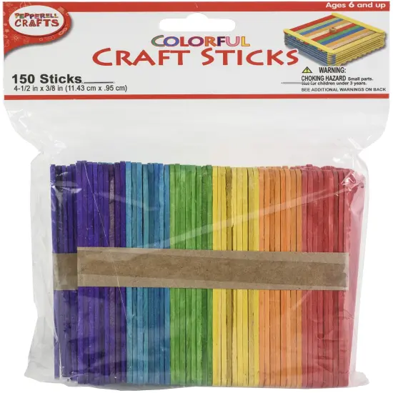 Pepperell Crafts Craft Sticks 4.5"X.375" 150/Pkg-Colorful {1}