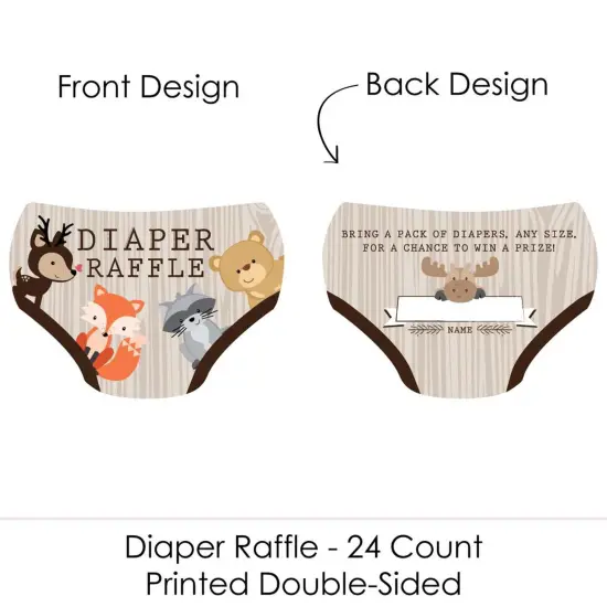 Big Dot of Happiness Woodland Creatures - Diaper Shaped Raffle Ticket Inserts - Baby Shower Activities - Diaper Raffle Game - Set of 24 {3}