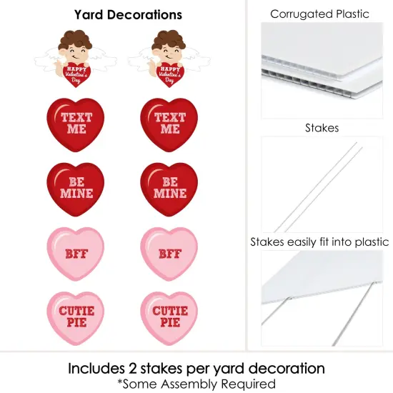 Big Dot of Happiness Conversation Hearts - Cupid and Heart Lawn Decorations - Outdoor Valentine's Day Party Yard Decorations - 10 Piece {7}