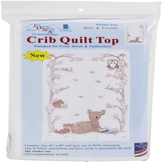 Jack Dempsey Stamped White Quilt Crib Top 40"X60"-Deer & Friends {1}