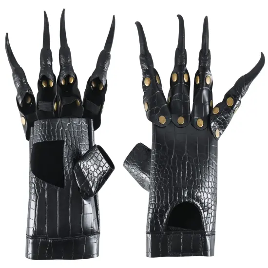 Faux Leather Claw Gloves - Black Lizard Skin Scary Leather Hand Glove Animal Claws for Women and Kids {2}
