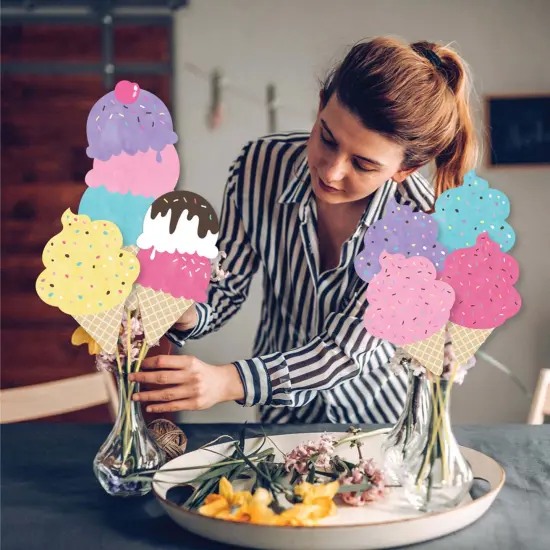 Big Dot of Happiness Scoop Up the Fun - Ice Cream - Sprinkles Party Centerpiece Sticks - Showstopper Table Toppers - 35 Pieces {4}