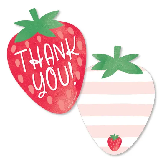 Big Dot of Happiness Berry Sweet Strawberry - Shaped Thank You Cards - Themed Birthday Party or Baby Shower Thank You Note Cards with Envelopes 12 Ct {1}