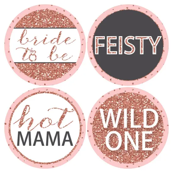 Big Dot of Happiness Bride Squad - Rose Gold Bridal Shower or Bachelorette Party Funny Name Tags - Party Badges Sticker Set of 12 {4}