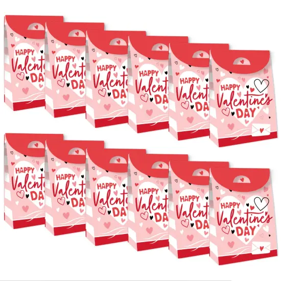 Big Dot of Happiness Happy Valentine&rsquo;s Day - Valentine Hearts Gift Favor Bags - Party Goodie Boxes - Set of 12 {6}