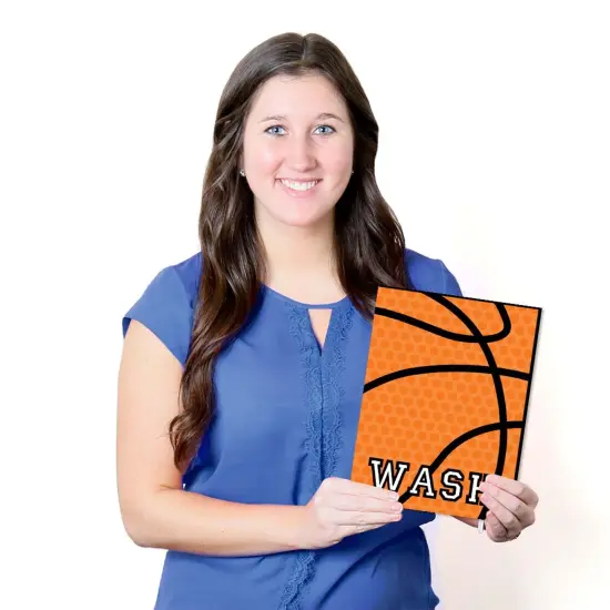 Big Dot of Happiness Nothin' but Net - Basketball - Kids Bathroom Rules Wall Art - 7.5 x 10 inches - Set of 3 Signs - Wash, Brush, Flush {7}