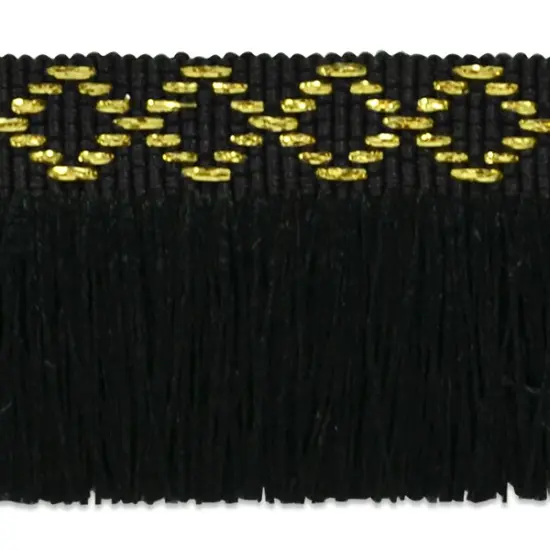 10 yards of Sebastian 1 3/8" Diamond Head Fringe Trim | 10 yard cut Black Multi {2}