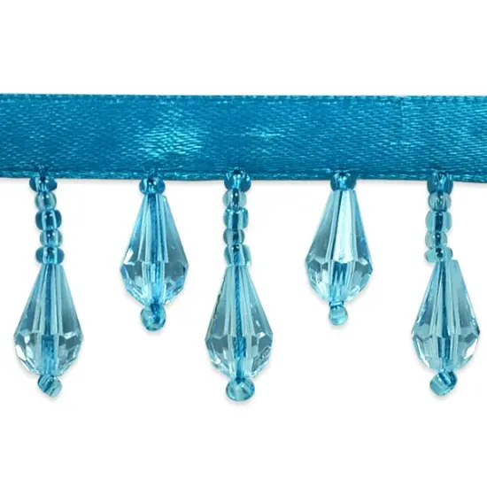 10 yards of Joanne Beaded Teardrop Fringe Trim | 10 yard cut Bright Turquoise {1}