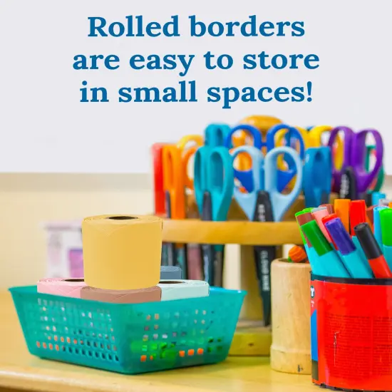 Carson Dellosa 325Ft Rolled Modern Boho Bulletin Board Border Set, 5 Pack Scalloped Border Trim, Brown, Yellow, Blue, Green and Pink Bulletin Board Borders for White Board, Cork Board, Classroom D&eacute;cor {4}