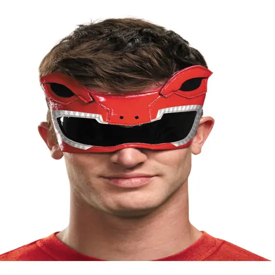 Adults Red Mighty Morphin Power Ranger 1/4 Mask Costume Accessory {1}