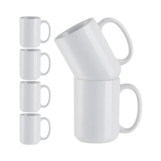 15oz White Ceramic Sublimation Mugs - 6 Pack {1}