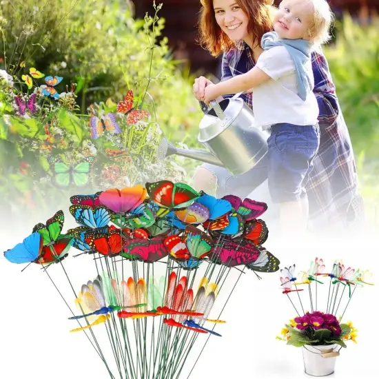 50PCS Butterfly Dragonfly Stakes Yard Planter Flower Pot Garden Decor Yard Art {3}