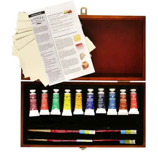 Grumbacher&reg; Finest&reg; Watercolor Wooden Case Set, 14ml {1}