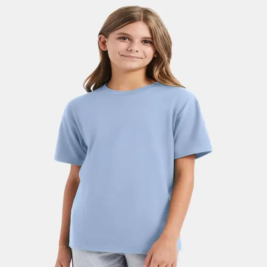 Hanes&reg; Perfect-T Youth Crew Neck Short Sleeve T-Shirt Deep Royal {6}