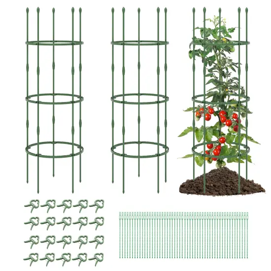 3-pack Garden Trellis 60" Tall Plant Support Stands With Clips And Ties-M {3}
