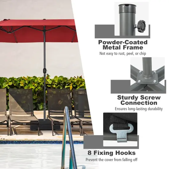 Costway Patio Market Offset Umbrella Stand Holder Base Sand Filled Sandbags 220lbs Black {6}