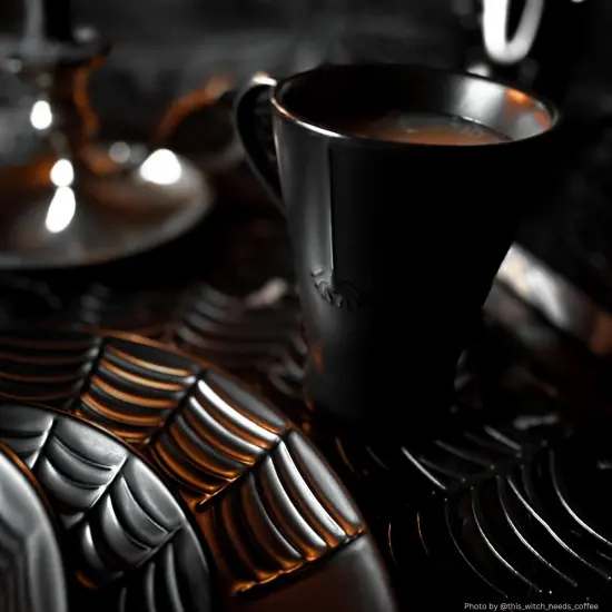 Nomnu Spiderweb-Embossed Gothic Dinnerware Set 16 Pieces - Includes 4 Dinner plates, 4 Salad Plates, 4 Bowls, and 4 Mugs. Halloween Spooky Goth Kitchen Decor Gifts. Gothic Decor {6}