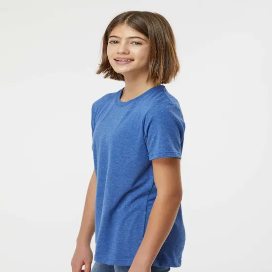 Tultex&reg; Youth Crew neck Short Sleeve Poly Rich T-Shirt Heather Charcoal {6}