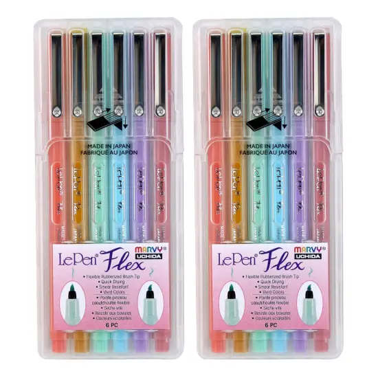 LePen&reg; Flex Marker, Brush Tip, Pastel, 6 Per Set, 2 Sets {1}