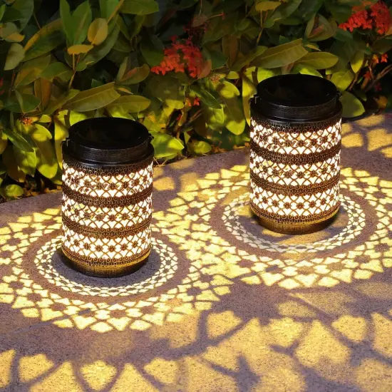 2Pcs Solar Lantern Outdoor LED Hanging Lantern Light Garden Decoration for Patio {4}