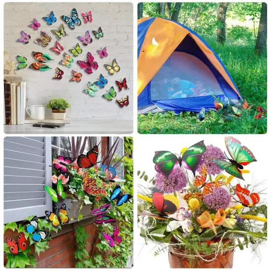 50Pcs Butterfly Stakes Outdoor Yard Planter Flower Pot Bed Garden Decor Yard Art {6}