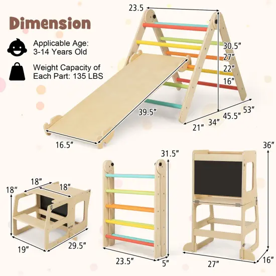 7-in-1 Toddler Climbing Toy Connected Table And Chair Set Multi Color {4}
