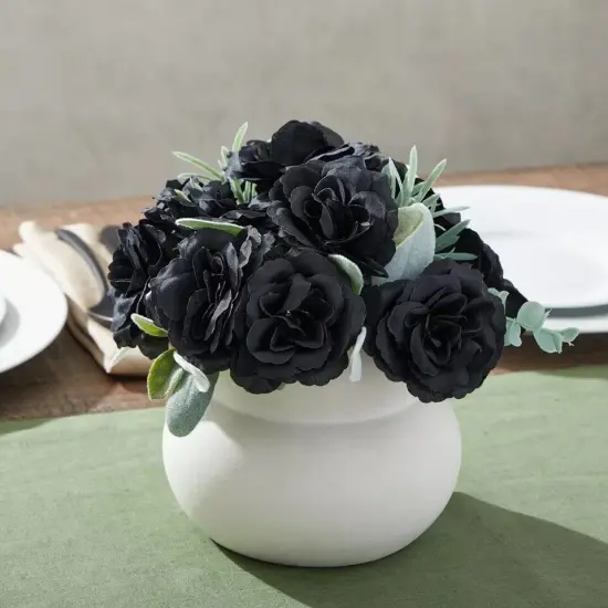 50 Pack Stemless Artificial Silk Roses Black {4}