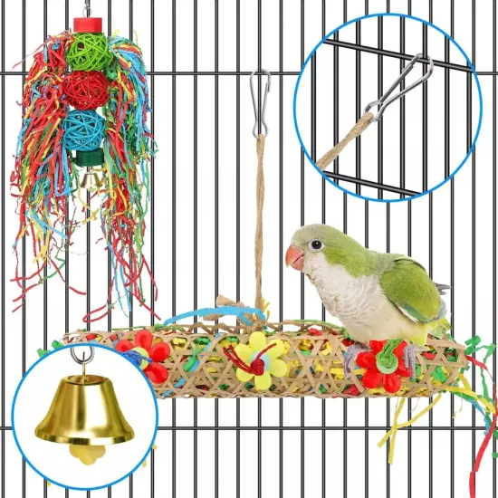 3Pcs Bird Chewing Toy Parrot Cage Foraging Shredder Toy Hanging Loofah Safe Play {4}