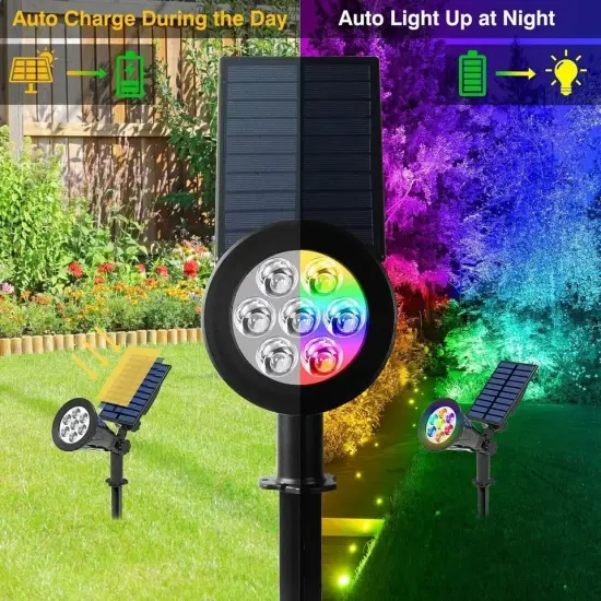 2 Pack RGB Solar Power 7-LED Spot Light Outdoor Yard Lawn Garden Pathway Lamp {4}