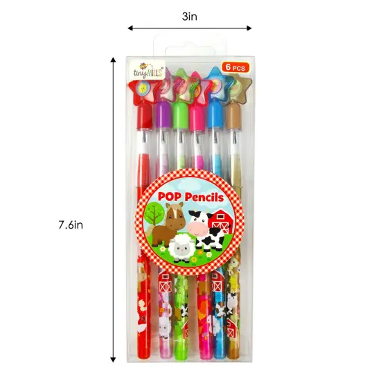 Farm Animals Barnyard Multi-Point Pencils - 6 Pcs Pack {4}