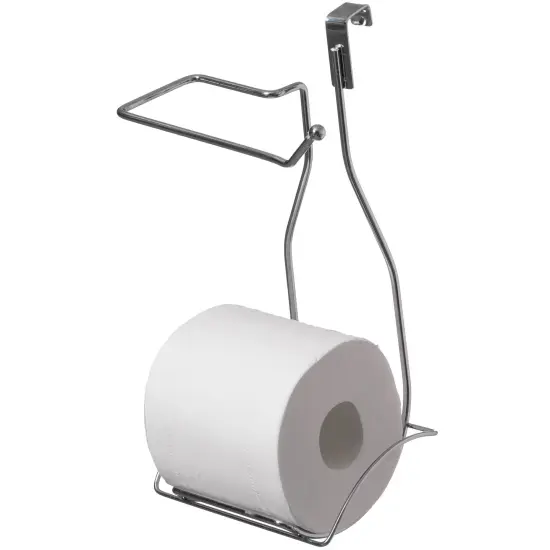 Chrome Over the Tank 2 Slots Toilet Tissue Paper Holder Organizer for Bathroom Storage {1}