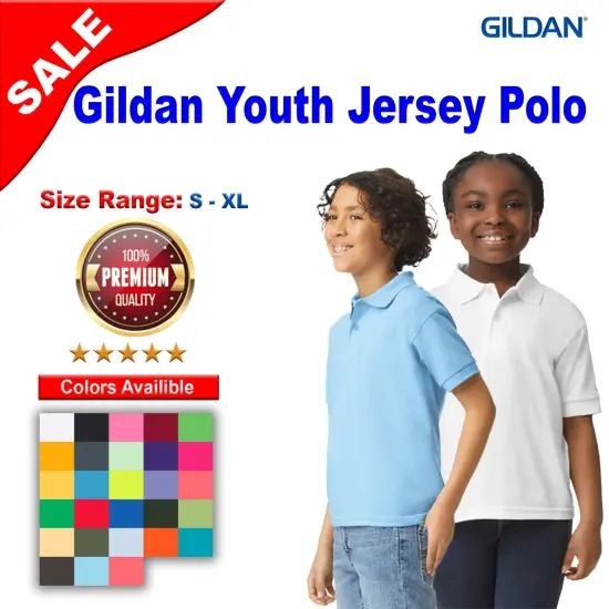 Gildan&reg; Youth Short Sleeve Jersey Polo White {2}