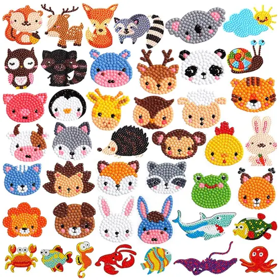 42 Pieces 5D Diamond Art Stickers Kits for Kids Boys and Girls Ages 6-8 10-12 Easy to DIY Creative Mosaic Sticker Craft by Numbers Kits for Kids and Adult Beginners (Animal) {2}