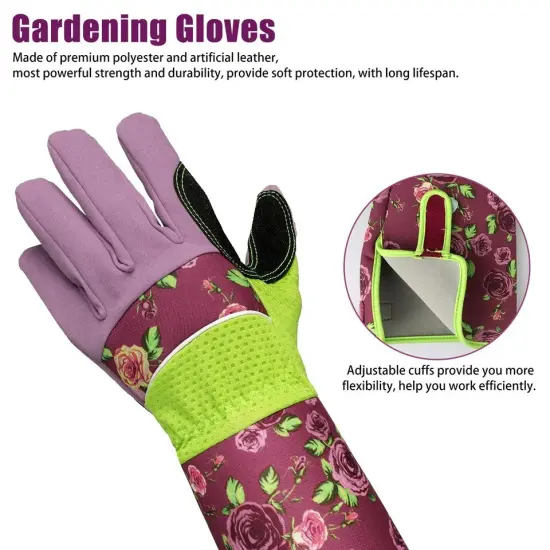 Thorn Proof Garden Gauntlet Long Gloves Digging Planting Pruning Tools Lawn Care {5}