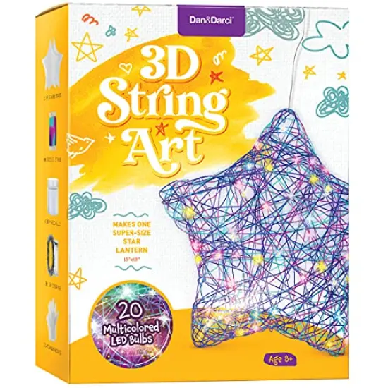 3D Light Up String Art Kit for Kids - Star Lantern Making Kit w/ 20 LEDs - Kids Easter Gifts - Crafts Set for Girls and Boys Ages 8-12 Kid - Kits for Age 8, 9, 10, 11, 12 Year Old Girl Gift {3}