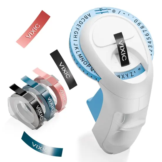 Embossing Label Maker Machine with Tapes, Portable Retro Embossed Label Maker, Vintage Mini Embosser Labeler, Handheld Label Printer for Home, Office and Outdoor, Blue {2}