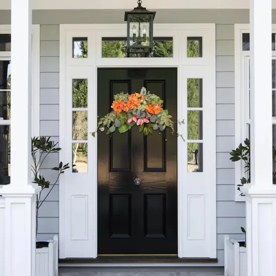 28" Eucalyptus Swag with Hydrangea & Begonia Leaves (Orange) {4}