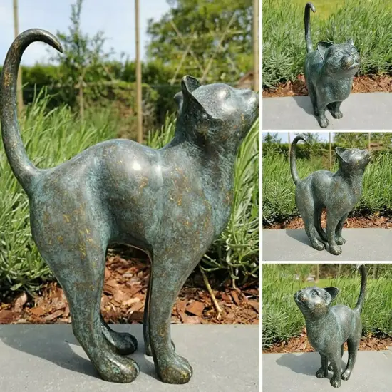 Cat Resin Bronze Lawn Porch Yard Home Garden Outdoor Sculpture Statue Decoration {3}