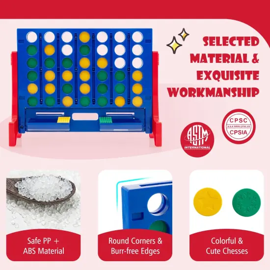 Jumbo 4-to-Score Connect Game Set with Carrying Bag and 42 Coins Red {6}