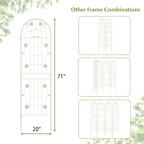 4 Pack 71 X 20 Inches Metal Garden Trellis For Climbing Plants White {4}