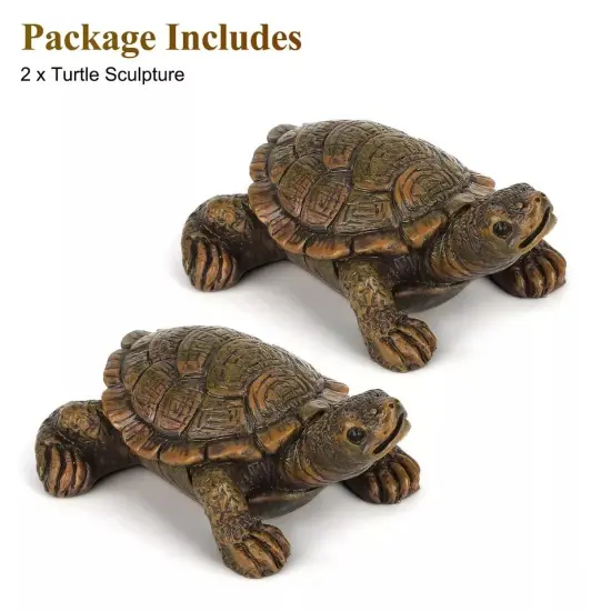 2Pcs Garden Tortoise Statue Turtle Figurine Lawn Art Ornament Patio Home Decor {3}