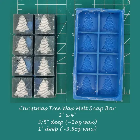 Christmas Tree Wax Melt Snap Bar Silicone Mold  {1}