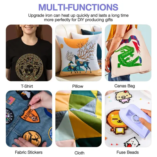 Iron Handy Heat Press Machine Kit Portable with PVC Doormat for Heat Transfer, Charging Base Accessories for DIY T-Shirt Shoe Bag Vinyl Projects {3}